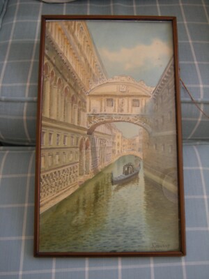 AQUARELL GEMÄLDE (PONTE DEI SOSPIRI VENEDIG) ALBERTO TREVISAN 1919 - 1978
