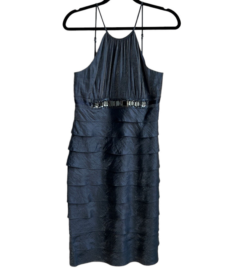 Adrianna Papell Tiered Jeweled Beaded Cocktail Dress | eBay