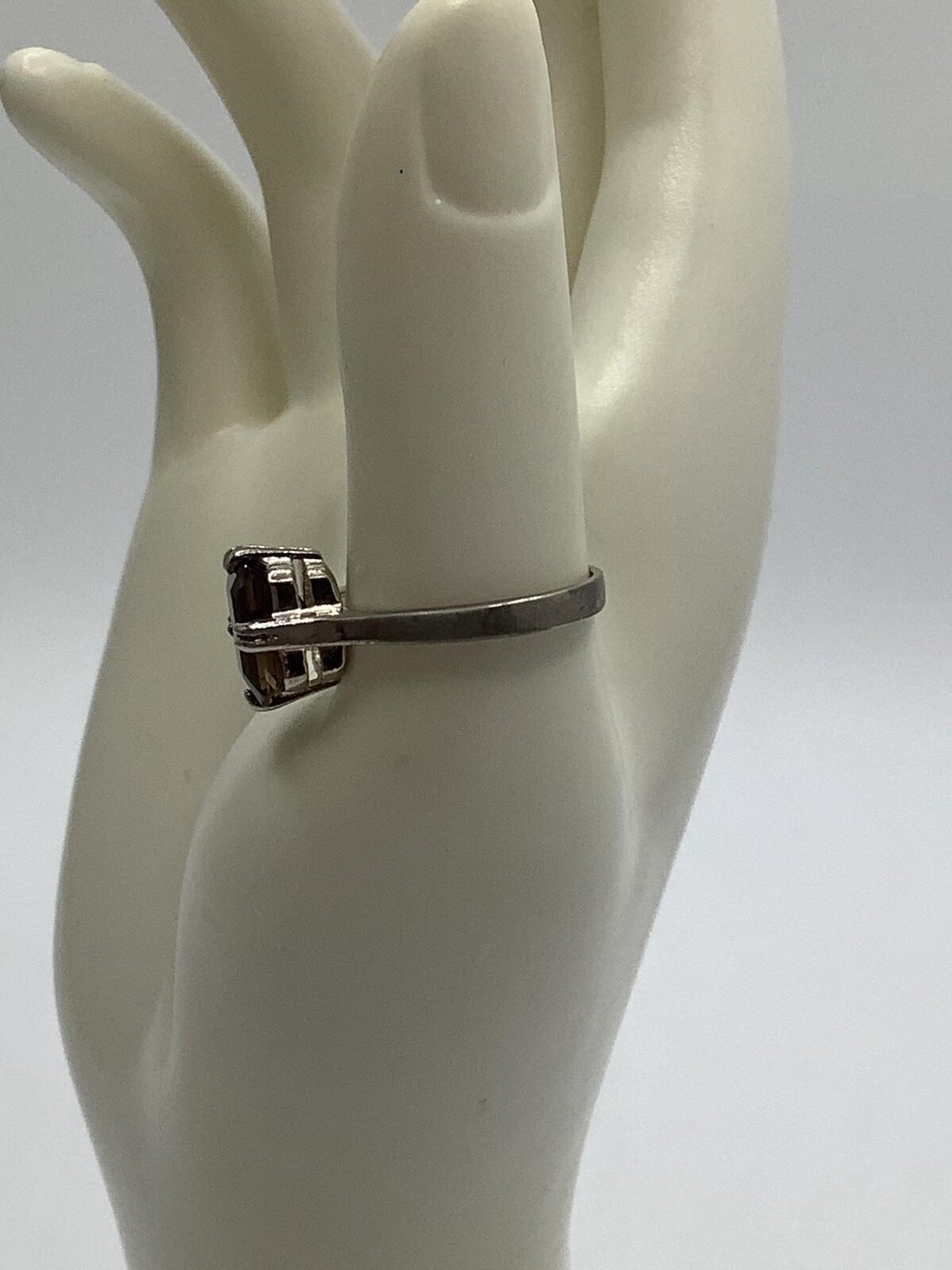 Rectangular Brown Amber Cut Glass Stone Cocktail … - image 4