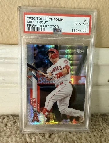 Topps 2020 Chrome Mike Trout #1 Prism Refractor Los Angeles Angels PSA 10
