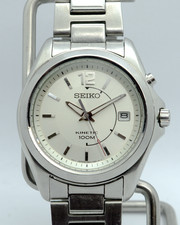 Seiko Kinetic 100M Quadrante Beige Acciaio Inox 5M62-0CM0 | Condensatore Nuovo