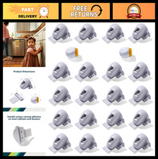 Child Safety Magnetic Cabinet Locks - 20 Adhesive Drawer Locks 2 Keys, White