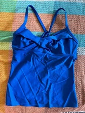 Athleta 34B/C Caspian Royal Blue Twist Up Bra Cup Tank Tankini Top Excellent