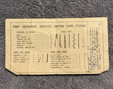 WWII Army Exchange Service Ration Card ETUSA 1944 Named Soldier Crawford