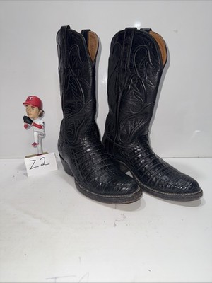 Black Jack Alligator  Back  Cut Cowboy Boots Mens 8 D Black Brown Exotic Western