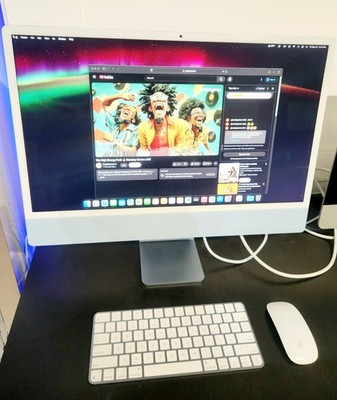 Apple iMac 24'' (256GB SSD, M3, 16GB, 8-Core GPU) Blue MQRC3LL/A Mint Condition