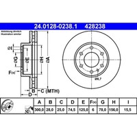 Bremsscheibe ATE 24.0128-0238.1 (2 Stk.)