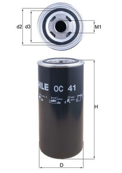 "Mahle ÖLfilter OC 41 Anschraubfilter FüR Deutz 93,0Mm 1\"-12UNF-2B Dx"-image