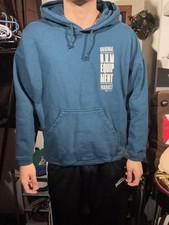 Vintage 80s Original B.U.M Equipment Sport Product Blue Pull Over Hoodie Large