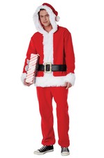 Brand New Santa Fleece Jumpsuit Christmas Adult Costume