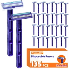 Twin Blade Disposable Razors for Men & Women – 135 Pack Bulk Stainless Steel Sha