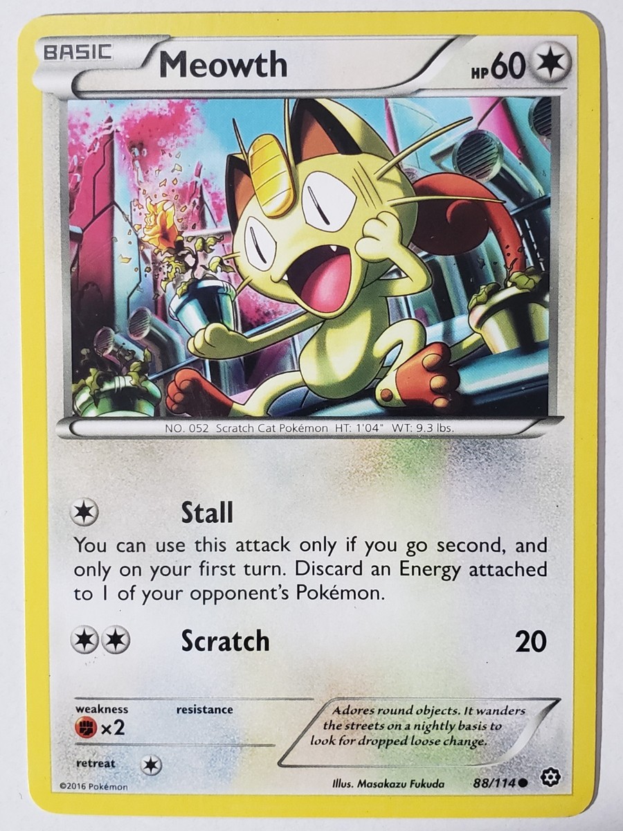 Meowth 88/114 LP - XY Steam Siege Pokemon Card - Masakazu Fukuda