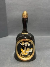 VTG Art Of Chokin 24KT Gold Edged 6” Black Bell Ducks Made in Japan