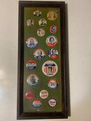 Mid-Century Display of 18 Political Campaign Pins  Eisenhower, Kennedy, Truman