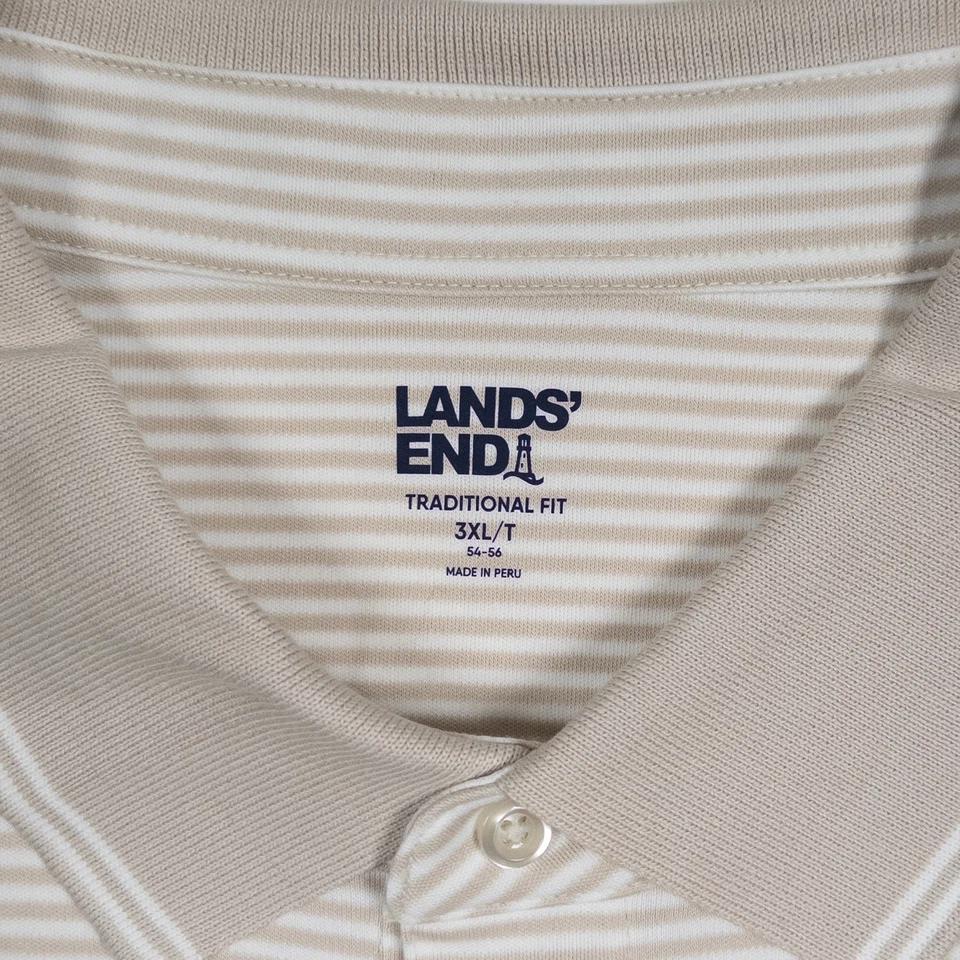 Lands End Polo Shirt Mens 3XL Stripe Long Sleeve Traditional Fit Casual Golf - Image 2 of 4