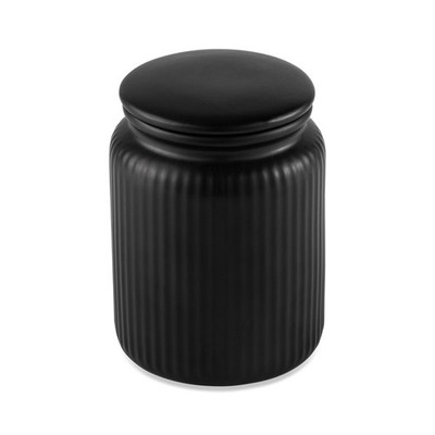 Ceramic Kitchen Storage Jar with Ribbed Design 580mL Black Canister