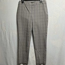 Talbots Women's Pants Size 6 Chatham Ankle Black/Gray/Blue Plaid Side Zip