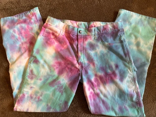Pantalon homme Dickies Tie Dye 34x32 rose bleu violet turquoise skateboard suprême