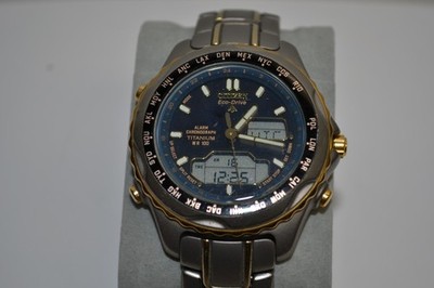 CITIZEN ECO-DRIVE Solar Titanium Blue Dial Watch Men C605-Q00567