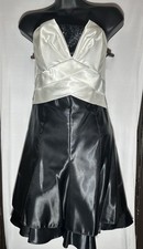 Y2K Black Ivory Strapless sequence Cocktail Mini Dress Size 7 Mardi Gras Prom