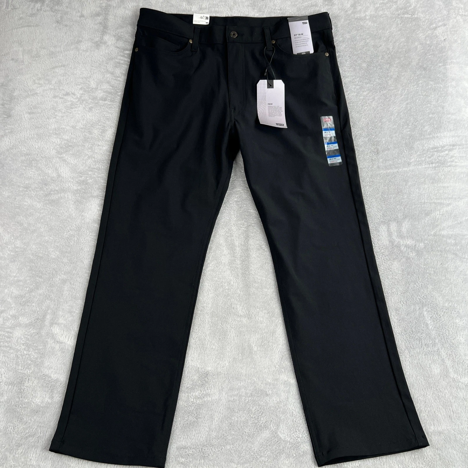 Levi's 511 Slim Tech Performance Pants 38x30 Black Men Stretch Quick Dry NWT