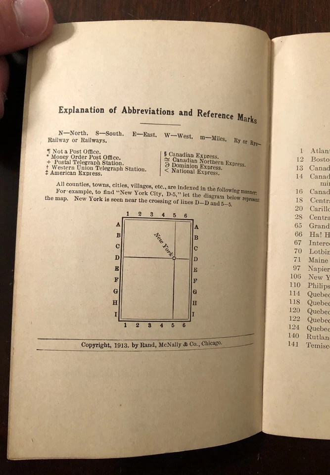 Antique 1913 Rand McNally Indexed Pocket Map and Shippers Guide QUEBEC Canada - Image 4 of 4
