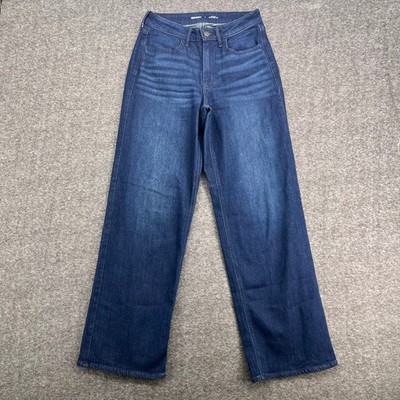 Old Navy Womens Wow Wide Leg Jeans High Rise Dark Wash Blue Size 4 Denim Pants