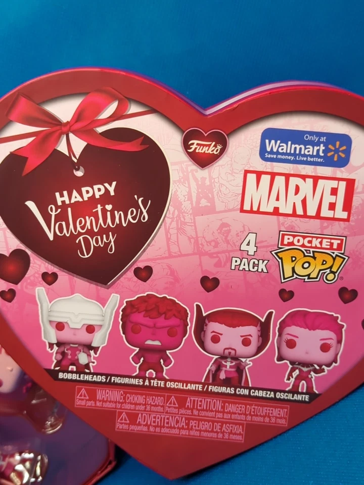 Nuevo Marvel Funko Pop Pocket Pop Paquete de 4 Caja Corazón Día de San Valentín 2024 Foto 3 de 4