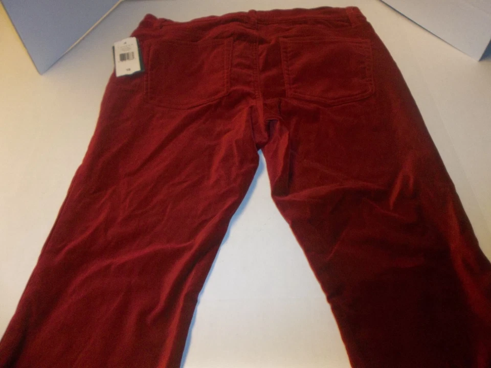 Lauren Ralph Lauren Women's Stretch Velvet Straight-Leg Pants Ruby Red Size 10