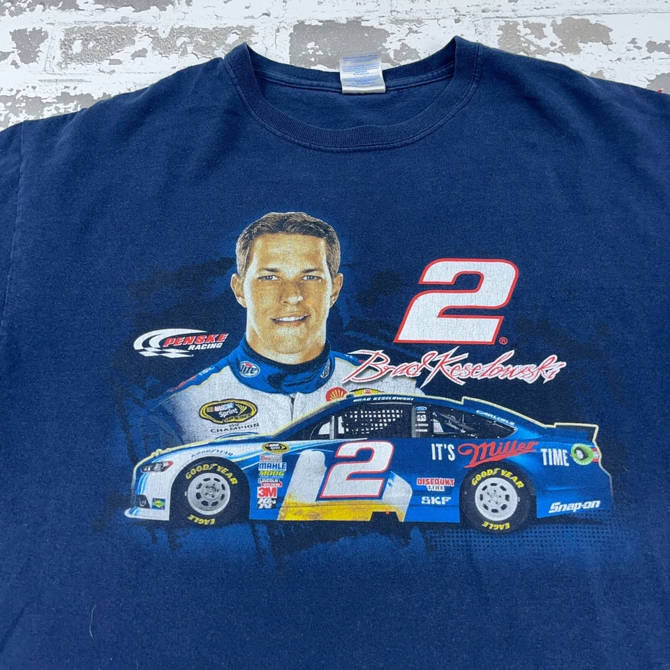 Vintage Nascar Shirt Men Large Tee Brad Keselowski Racing Millar Lite Ford Y2K - Image 3 of 4