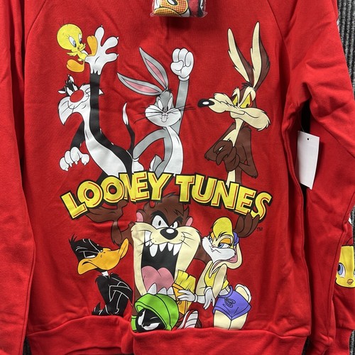 Looney Tunes Sweatshirt Youth Medium (7-9) Red Graphic Front/Arms Matching Mask - Picture 2 of 18