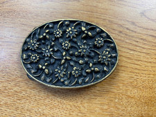 Dark Bronze Tone Floral Belt Buckle
