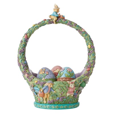 Jim Shore Heartwood Creek 18th Annual Easter Basket Figurine With 3 Eggs 6010591