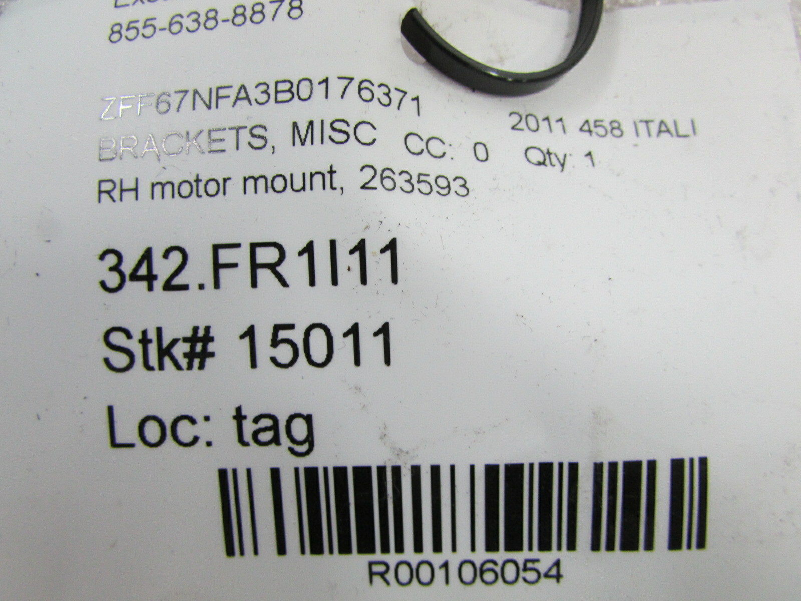 Ferrari 458 Italia, RH, Right Motor Mount Bracket, Used, P/N 263593
