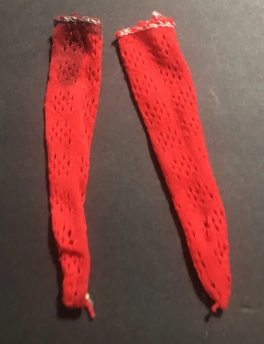 VINTAGE BARBIE CLONE 60s MOD Red Fishnet Thigh-High Stockings ￼FRANCIE TWIGGY🍒