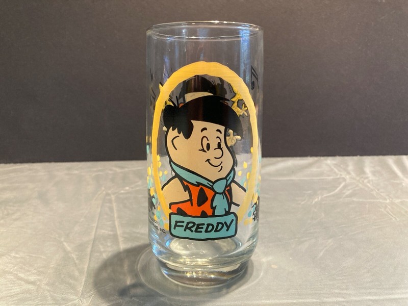 Vintage Pizza Hut Flintstone Kids Freddy Flintstone Libbey Drinking Glass 1986