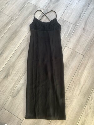 Expensive Kleid Schwarz Träger Party Maxi Lang