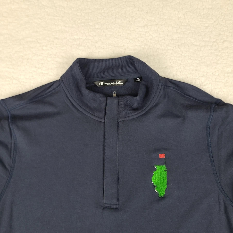 Travis Mathew Sweater Mens Medium Dark Blue Quarter Zip Golf Sweatshirt - Image 3 of 4