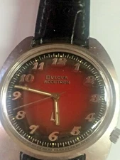                 BULOVA ACCUTRON TUNING  FORK BLACK & RED WINE DIAL CAL 2180  