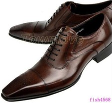 Luxury Mens Leather Pointy Toe Dress Formal Wedding Shoes Oxfords Lace Up Shoes