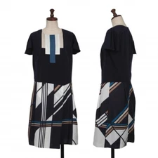 ATSURO TAYAMA Printed Switching Poly Dress Size 4(K-135998)