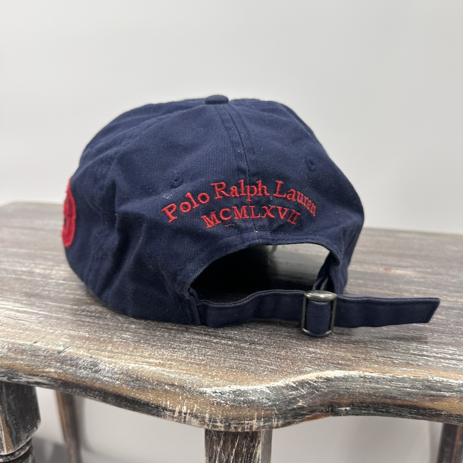 Polo Ralph Lauren Cappello Berretto Big Pony Rosso Blu Cinturino Schiena Regolabile #3