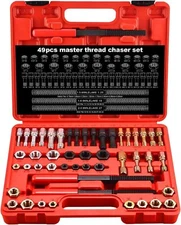 49Pcs Thread Chaser Set Metric SAE Thread Repair Restorer Tool Rethreading Kit
