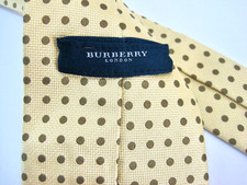 Burberry London Yellow Cream Polka Dot Silk Tie Made in Italy