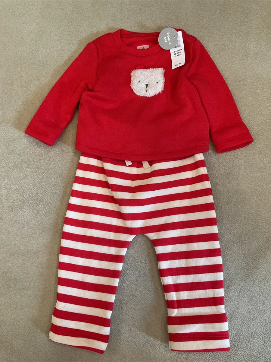Baby Gap Christmas Outfit 3 6 Months Bear Red Cozy Stripes Nwt 49