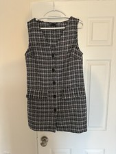 Asos Design Size 12 Shift Dress Button Up Sleeveless Tweed