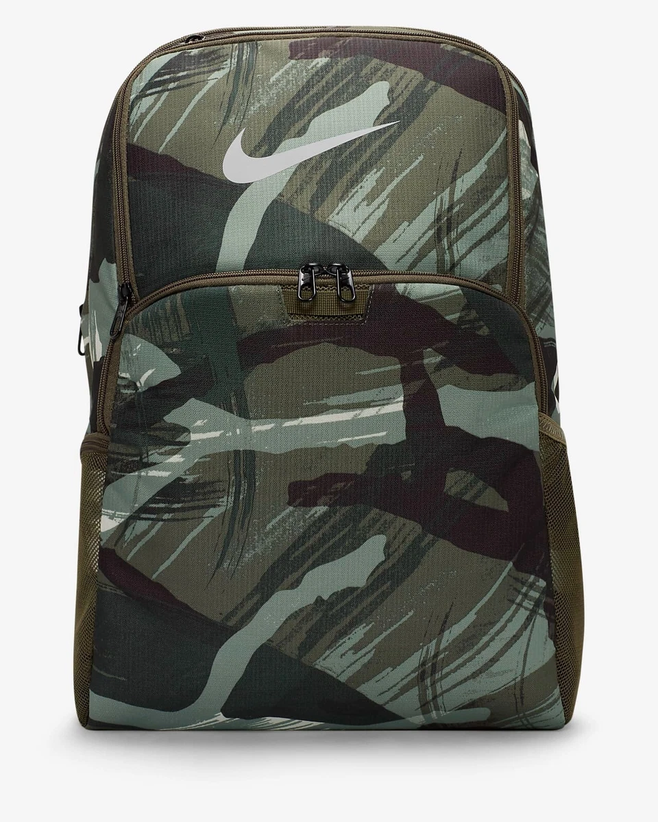 Nike Brasilia Printed Training Backpack XL Medium Olive Black DQ5228 222