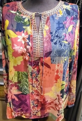 Christopher & Banks Blouse Size L Armpits 24 In Shoulder Down 26 In Bottom 26 In