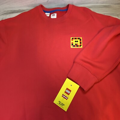 LEVIS x LEGO Relaxed Crew neck Sweatshirt Red Men’s Size Large w/Lego  Smiley NWT