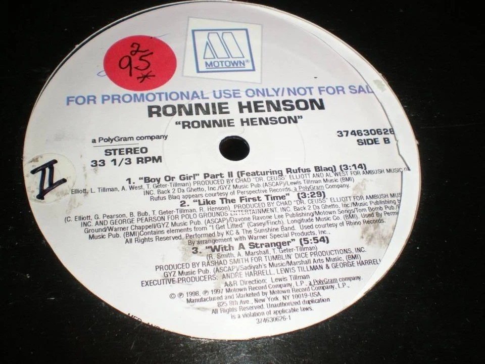 [ROCK/POP]~EXC LP~EP~RONNIE HENSON~Self Titled ~[1998 Motown Promo]~ Foto 3 de 4